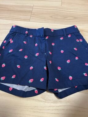 J. Crew Navy Blue Strawberry  Cotton Shorts